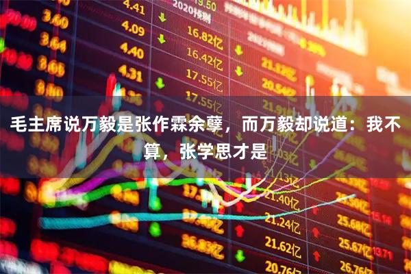毛主席说万毅是张作霖余孽，而万毅却说道：我不算，张学思才是